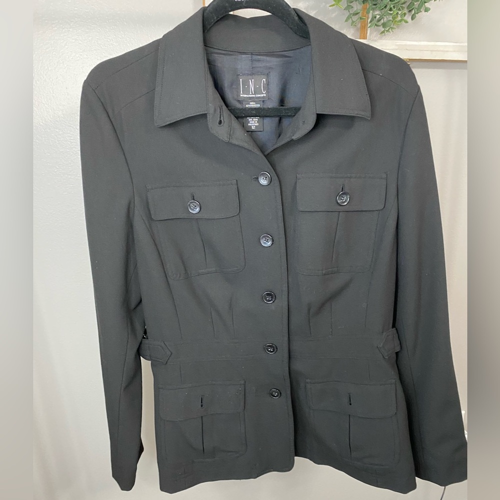 INC International Concepts Women's Utility Jacket in Black size 12